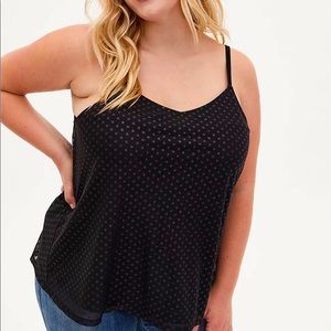 Torrid Black Mesh Shimmer Dot Swing Cami